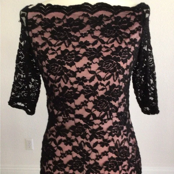 Black Lace Overlay Dress - Picture 2 of 6